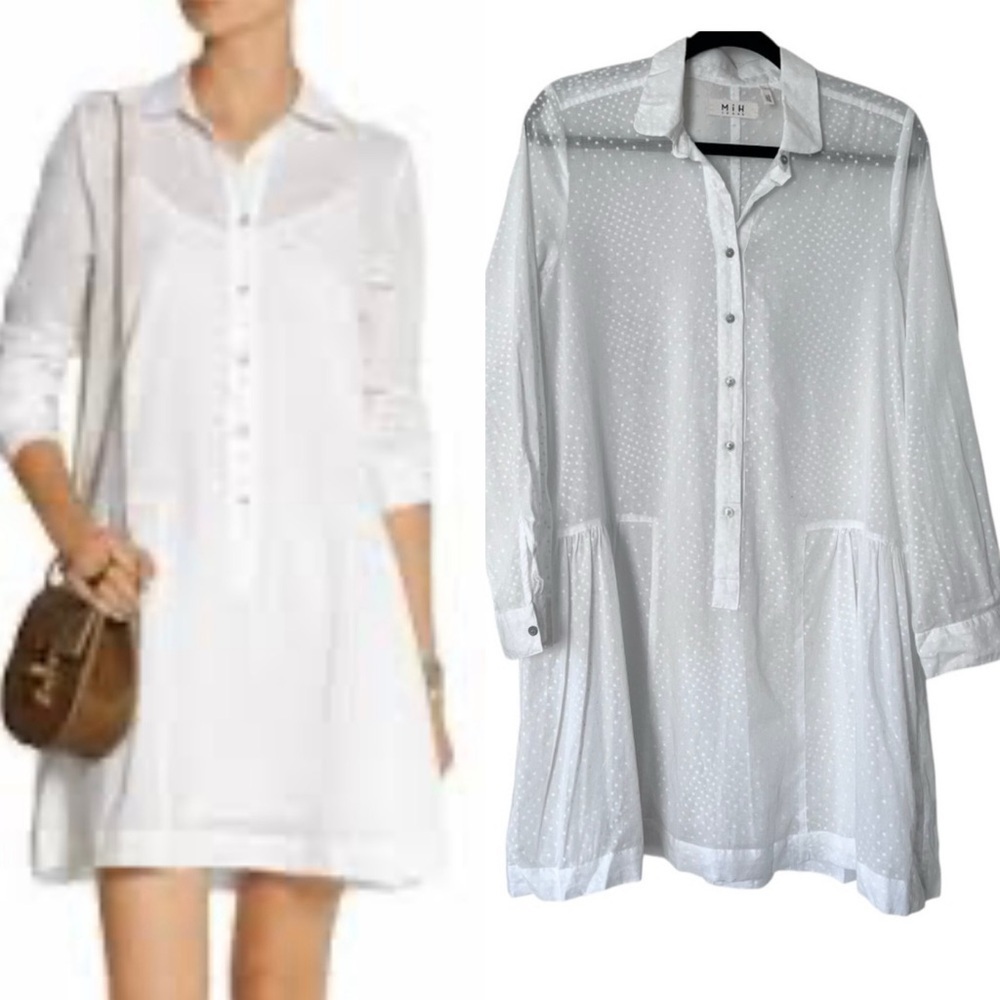 Anthropologie MiH Jeans Swiss Dot Sheer Tunic in White size Small